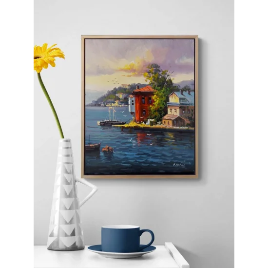 Boğaz Manzarası Yalılar Yağlı Boya Tablosu