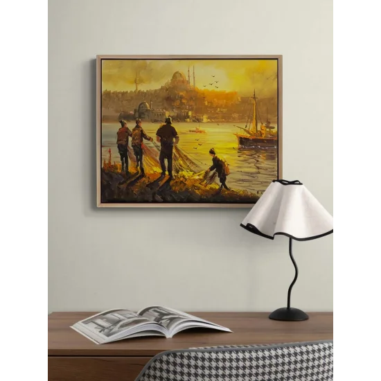 Boğazda Balıkçı Bereketi Yağlı Boya Tablosu