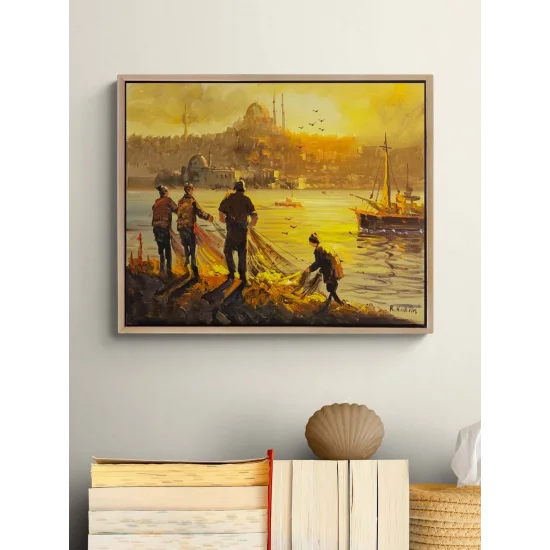 Boğazda Balıkçı Bereketi Yağlı Boya Tablosu