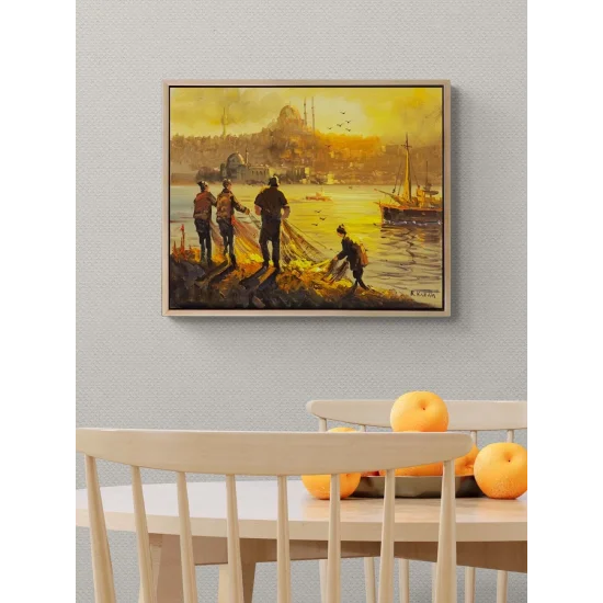 Boğazda Balıkçı Bereketi Yağlı Boya Tablosu