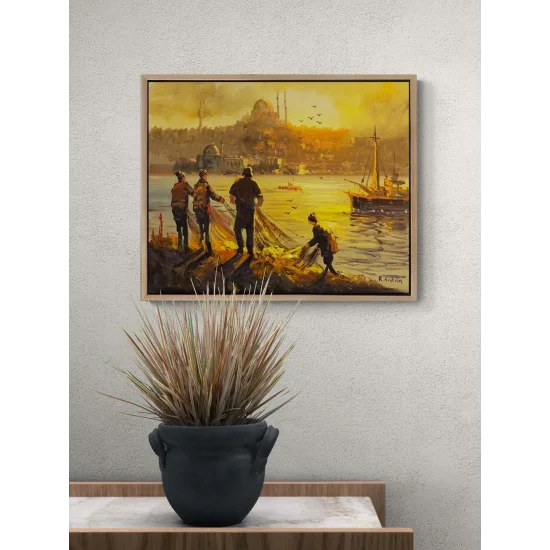 Boğazda Balıkçı Bereketi Yağlı Boya Tablosu