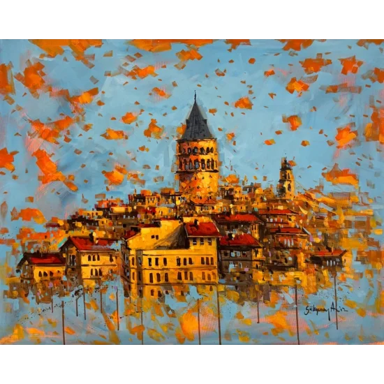 Galatadan Manzarası Yağlı Boya Tablosu