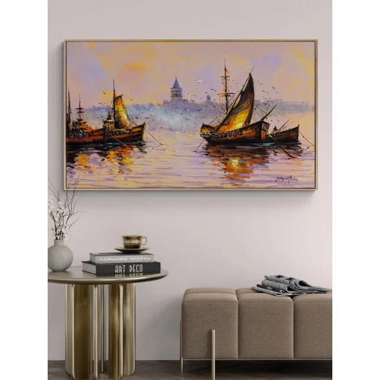 Gün Batarken Liman Yağlı Boya Tablosu