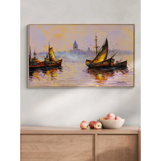 Gün Batarken Liman Yağlı Boya Tablosu