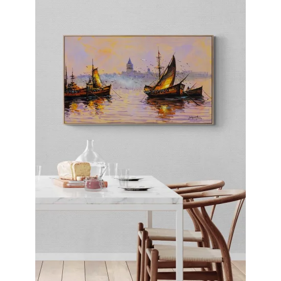 Gün Batarken Liman Yağlı Boya Tablosu