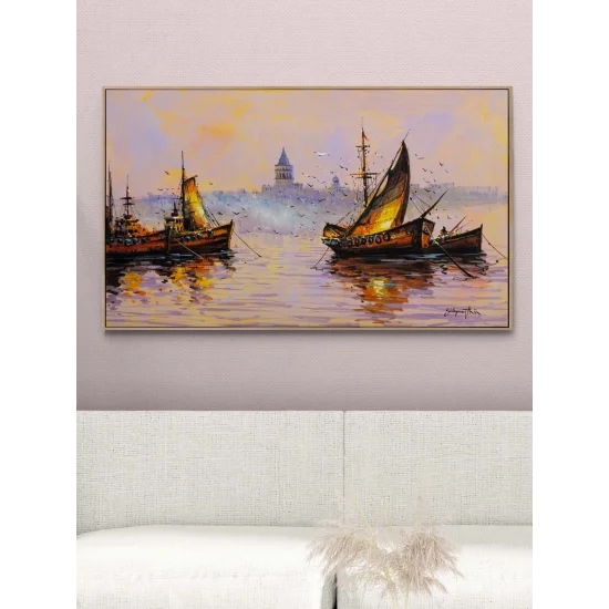 Gün Batarken Liman Yağlı Boya Tablosu