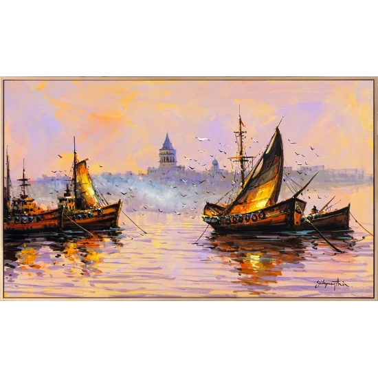 Gün Batarken Liman Yağlı Boya Tablosu