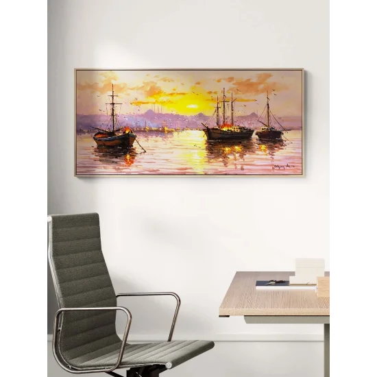 Boğazda Güneşin Vedası Yağlı Boya Tablosu