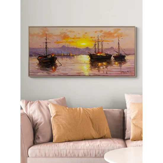 Boğazda Güneşin Vedası Yağlı Boya Tablosu