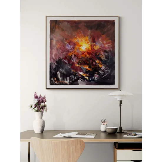 Soyut Kent Formları Yağlı Boya Tablosu