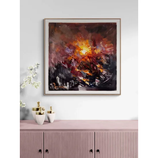 Soyut Kent Formları Yağlı Boya Tablosu