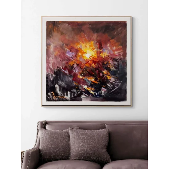 Soyut Kent Formları Yağlı Boya Tablosu