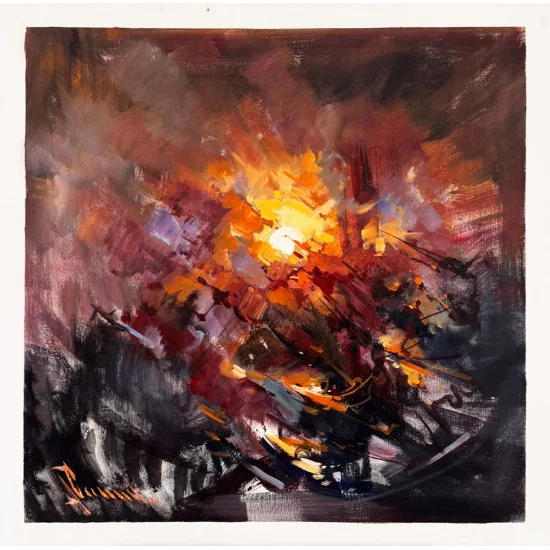 Soyut Kent Formları Yağlı Boya Tablosu