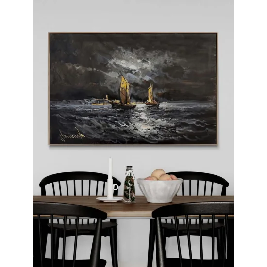 Ayın Altında Deniz Yağlı Boya Tablosu