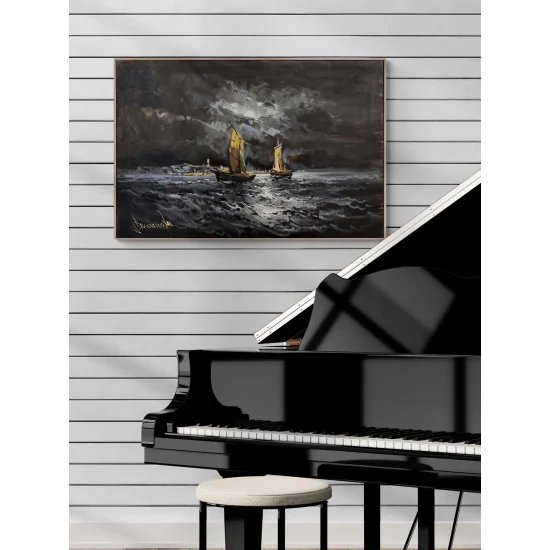 Ayın Altında Deniz Yağlı Boya Tablosu