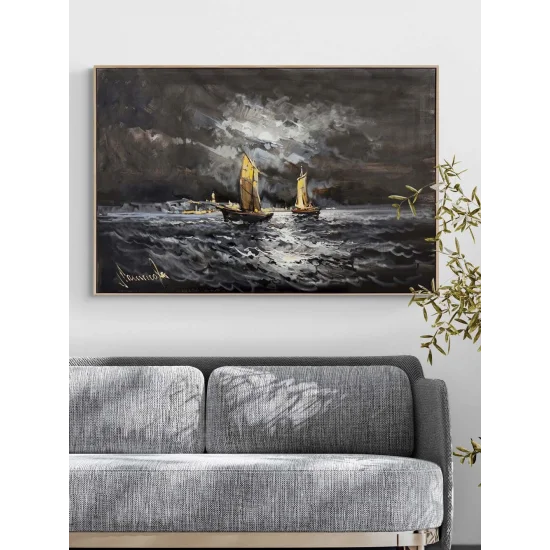 Ayın Altında Deniz Yağlı Boya Tablosu