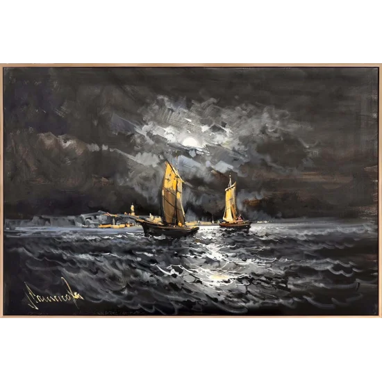 Ayın Altında Deniz Yağlı Boya Tablosu