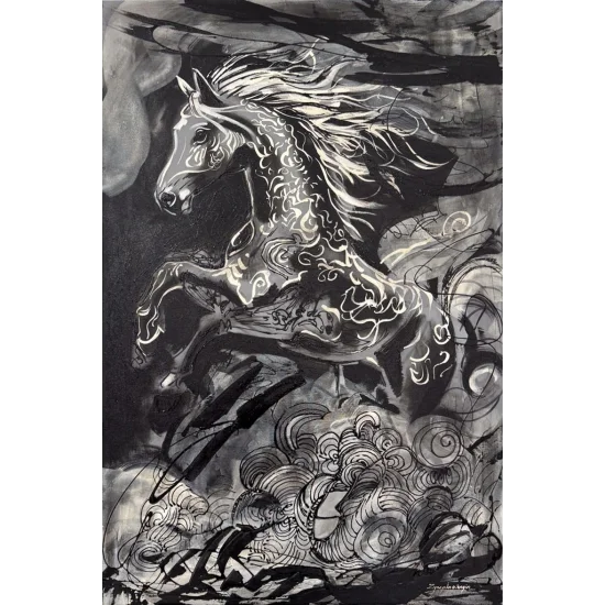 Zamanı Aşan At Yağlı Boya Tablosu