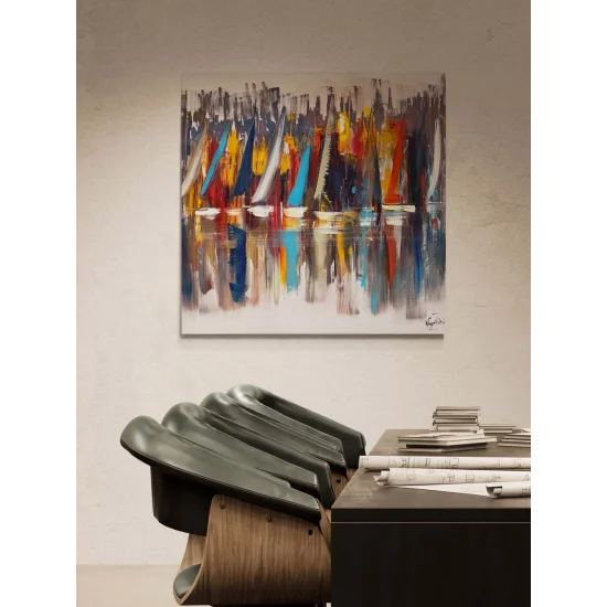 Yelkenli Yansımalar Yağlı Boya Tablosu