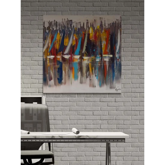 Yelkenli Yansımalar Yağlı Boya Tablosu