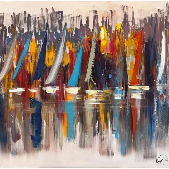 Yelkenli Yansımalar Yağlı Boya Tablosu