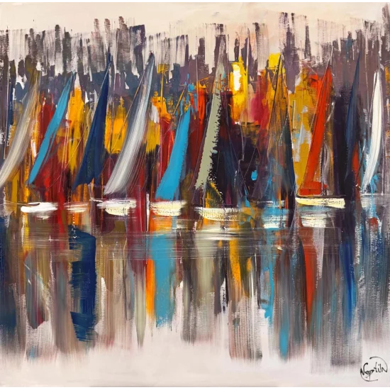 Yelkenli Yansımalar Yağlı Boya Tablosu