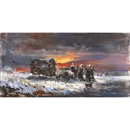 Kış Yolcuları Yağlı Boya Tablosu