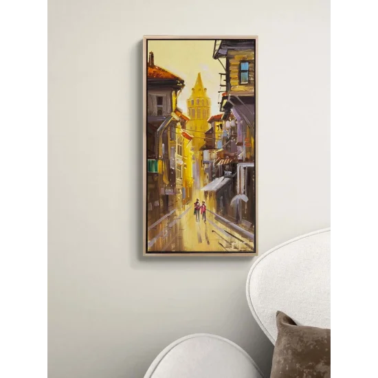 Turuncu Akşam Galata Yağlı Boya Tablosu