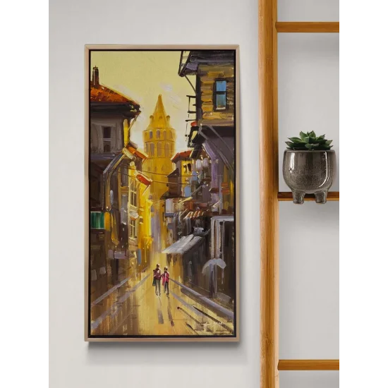 Turuncu Akşam Galata Yağlı Boya Tablosu