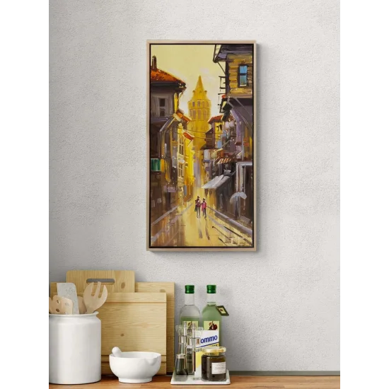 Turuncu Akşam Galata Yağlı Boya Tablosu