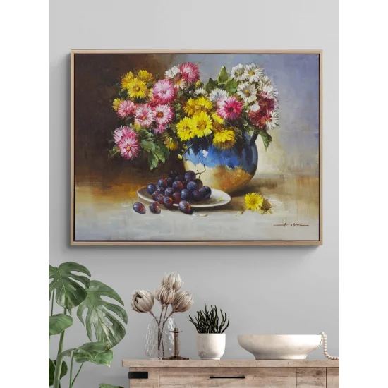 Papatyalar ve Üzümler Yağlı Boya Tablosu