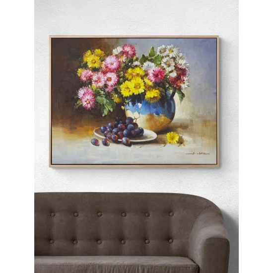 Papatyalar ve Üzümler Yağlı Boya Tablosu