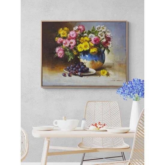 Papatyalar ve Üzümler Yağlı Boya Tablosu