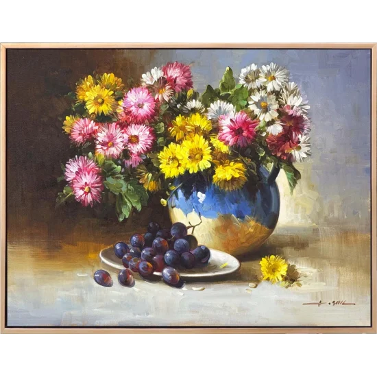 Papatyalar ve Üzümler Yağlı Boya Tablosu