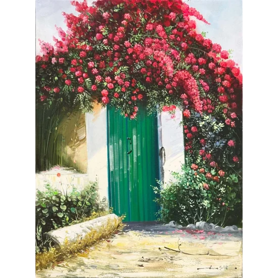 Yeşil Kapının Ardında Yağlı Boya Tablosu