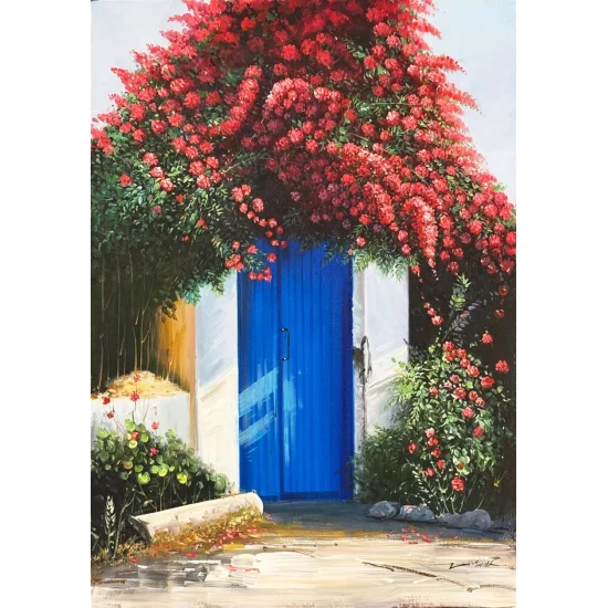 Begonviller Altında Yağlı Boya Tablosu