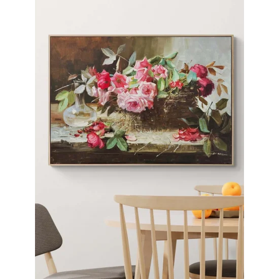 Sepette Baharın Gülleri Yağlı Boya Tablosu