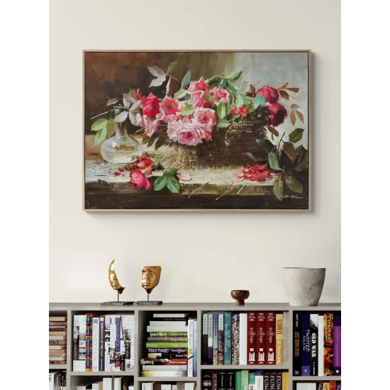Sepette Baharın Gülleri Yağlı Boya Tablosu