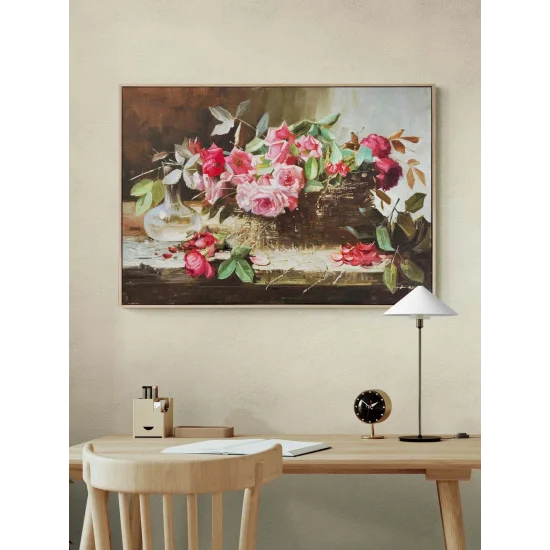 Sepette Baharın Gülleri Yağlı Boya Tablosu