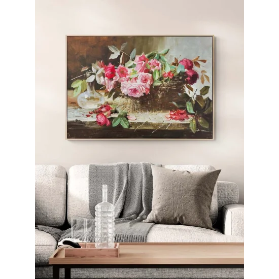 Sepette Baharın Gülleri Yağlı Boya Tablosu