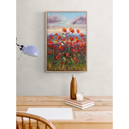 Kuşların Kırmızı Bahçesi Yağlı Boya Tablosu