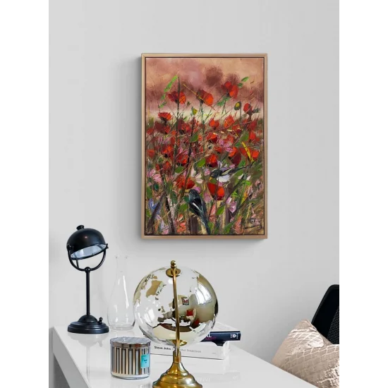 Rüzgar İçinden Gelincikler Yağlı Boya Tablosu