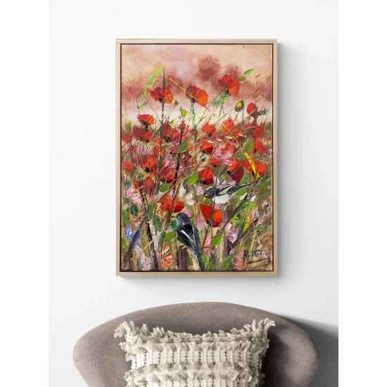 Rüzgar İçinden Gelincikler Yağlı Boya Tablosu