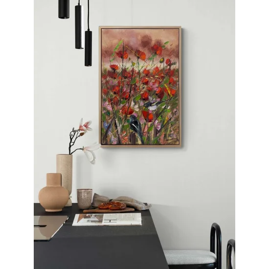 Rüzgar İçinden Gelincikler Yağlı Boya Tablosu