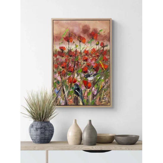 Rüzgar İçinden Gelincikler Yağlı Boya Tablosu