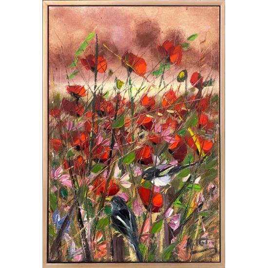 Rüzgar İçinden Gelincikler Yağlı Boya Tablosu