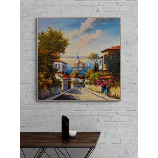 Eskiden Üsküdar Sokakları Yağlı Boya Tablosu