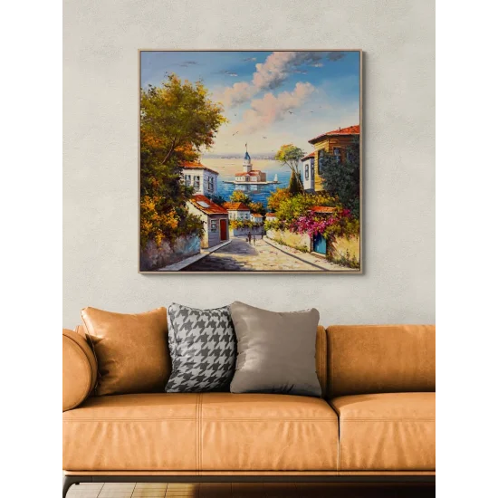 Eskiden Üsküdar Sokakları Yağlı Boya Tablosu