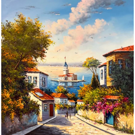 Eskiden Üsküdar Sokakları Yağlı Boya Tablosu
