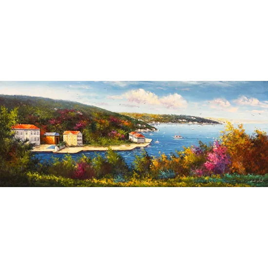 Boğazda Sonbahar Yağlı Boya Tablosu